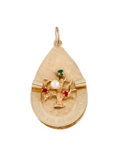 Pre-owned Pendant 14k Cultured Pearl & Glass Tear Drop  In Multi
