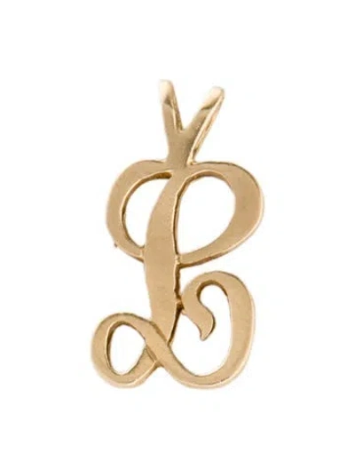 Pre-owned Pendant 14k Cursive 'l' Charm , 0.75" In Multi
