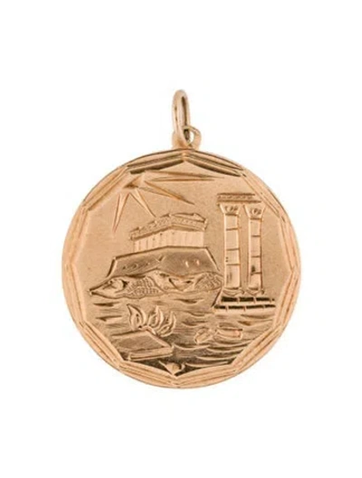 Pre-owned Pendant 14k Deer Disc , 1.25" In Multi