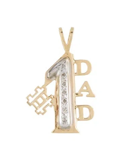 Pre-owned Pendant 14k Diamond '#1 Dad'  In Multi