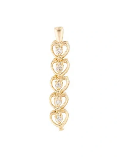Pre-owned Pendant 14k Diamond 5 Heart  In Multi