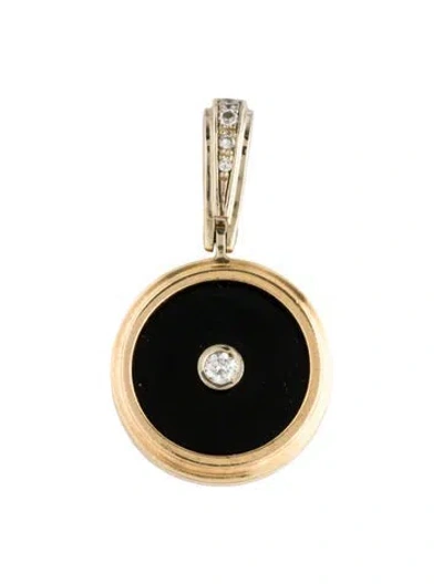 Pre-owned Pendant 14k Diamond & Onyx  In Multi