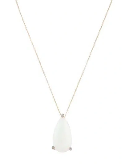 Pre-owned Pendant 14k Diamond & Opal  Necklace, 18" In Multi