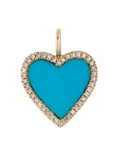 Pre-owned Pendant 14k Diamond & Resin Heart , 0.5" In Multi