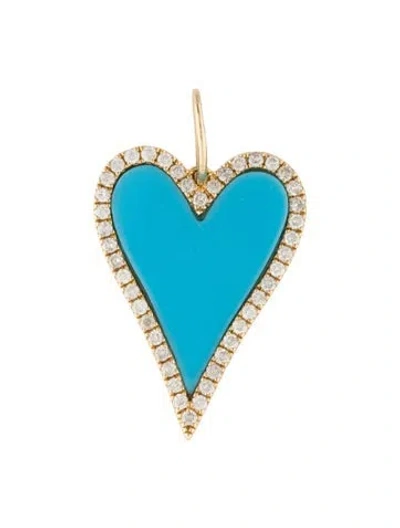 Pre-owned Pendant 14k Diamond & Resin Heart  In Multi
