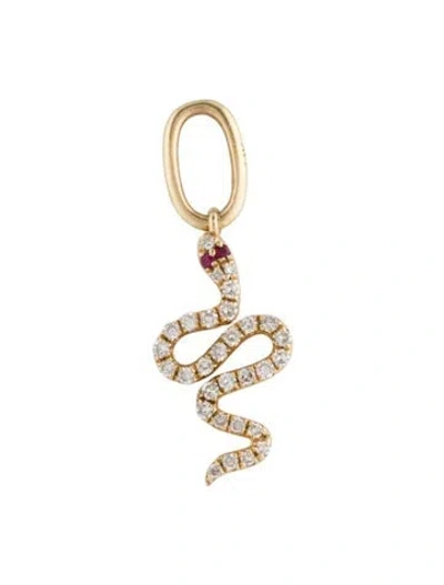 Pre-owned Pendant 14k Diamond & Ruby Charm , 0.75" In Multi