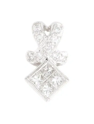 Pre-owned Pendant 14k Diamond Bow  In Multi