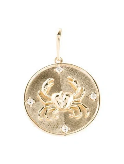 Pre-owned Pendant 14k Diamond Cancer Zodiac  In Multi