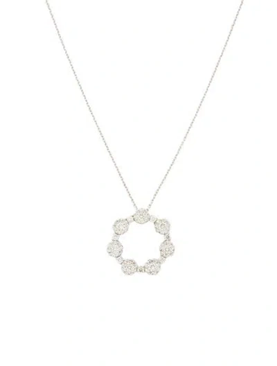 Pre-owned Pendant 14k Diamond Cluster Circle , 18" In Multi