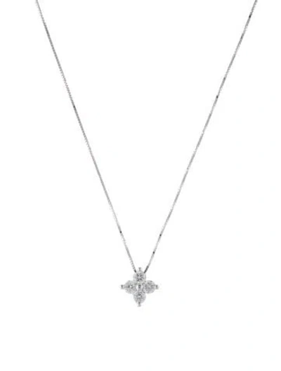Pre-owned Pendant 14k Diamond Cluster  Necklace, 18" In Multi