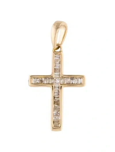 Pre-owned Pendant 14k Diamond Cross , 0.5" In Multi