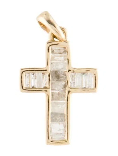 Pre-owned Pendant 14k Diamond Cross , 0.75" In Multi