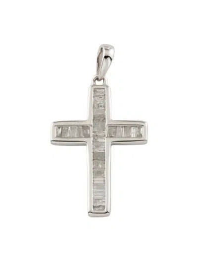 Pre-owned Pendant 14k Diamond Cross , 1" In Multi