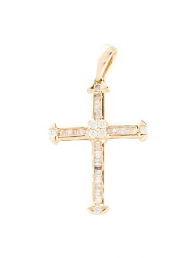 Pre-owned Pendant 14k Diamond Cross , 1" In Multi