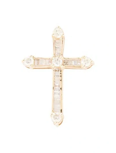Pre-owned Pendant 14k Diamond Cross , 1" In Multi