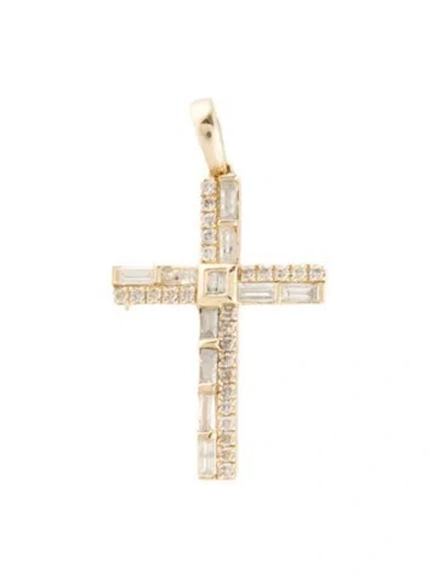 Pre-owned Pendant 14k Diamond Cross , 1" In Multi