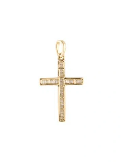 Pre-owned Pendant 14k Diamond Cross , 1" In Multi