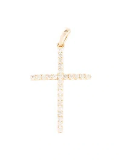 Pre-owned Pendant 14k Diamond Cross , 1" In Multi