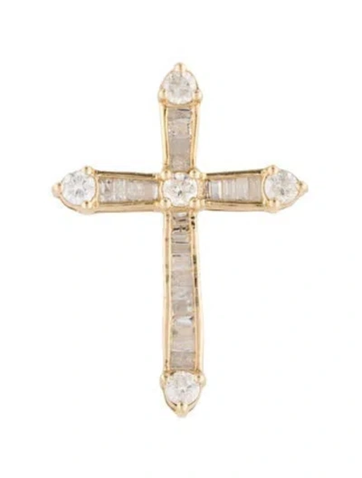 Pre-owned Pendant 14k Diamond Cross , 1" In Multi
