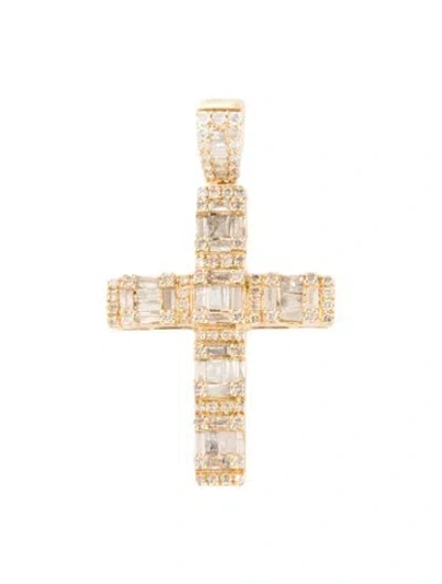Pre-owned Pendant 14k Diamond Cross , 1.25" In Multi