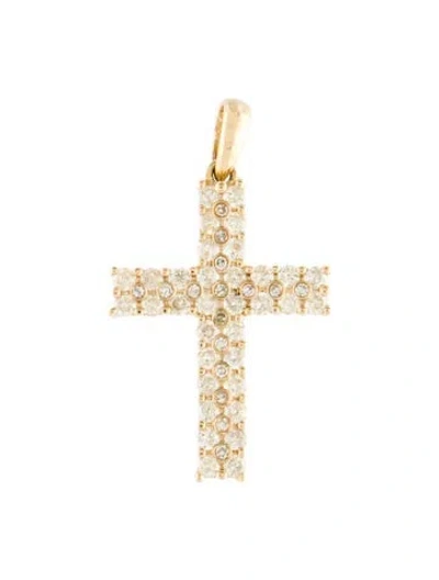 Pre-owned Pendant 14k Diamond Cross  In Multi