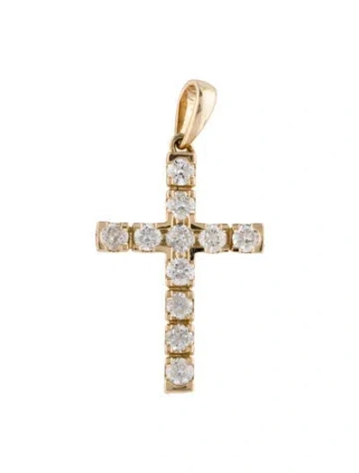 Pre-owned Pendant 14k Diamond Cross  In Multi