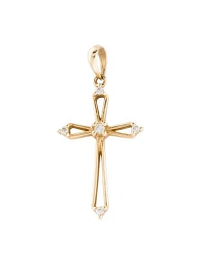 Pre-owned Pendant 14k Diamond Cross  In Multi