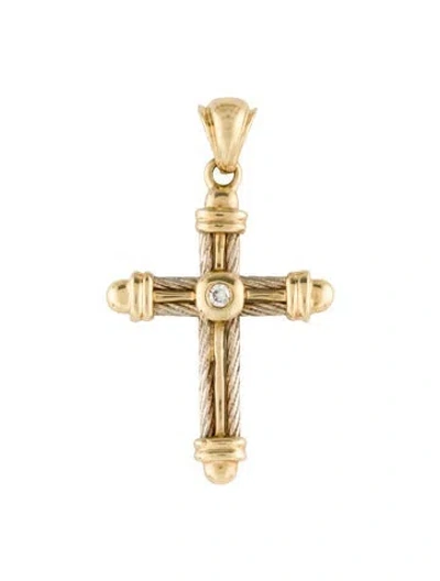 Pre-owned Pendant 14k Diamond Cross  In Multi