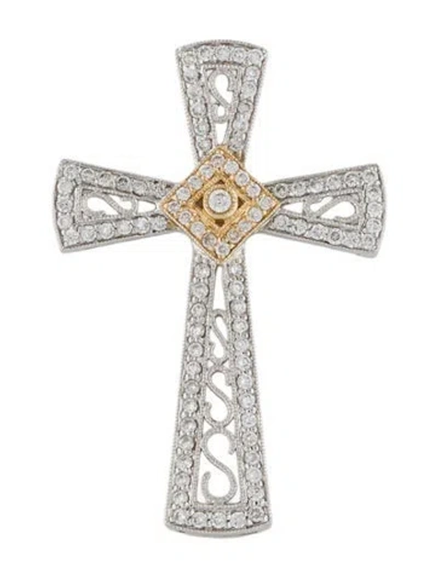 Pre-owned Pendant 14k Diamond Cross  In Multi