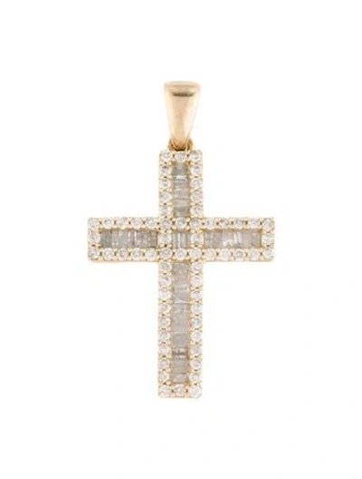 Pre-owned Pendant 14k Diamond Cross  In Multi