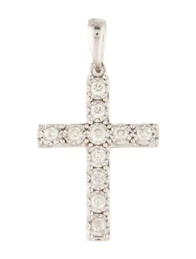 Pre-owned Pendant 14k Diamond Cross  In Multi