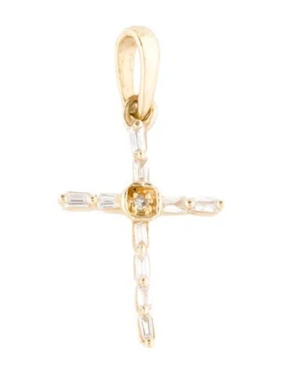 Pre-owned Pendant 14k Diamond Cross  In Multi