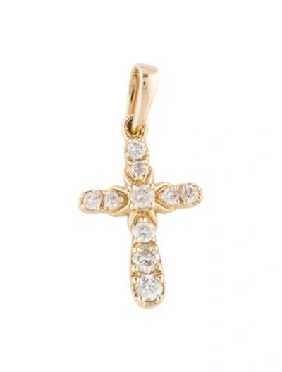 Pre-owned Pendant 14k Diamond Cross  In Multi
