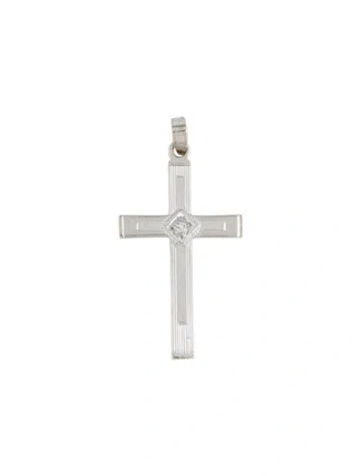 Pre-owned Pendant 14k Diamond Cross  In Multi