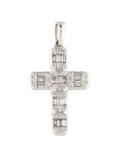 Pre-owned Pendant 14k Diamond Cross  In Multi
