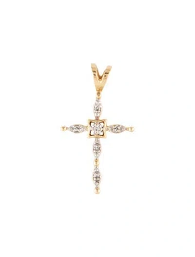 Pre-owned Pendant 14k Diamond Cross  In Multi