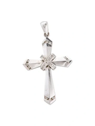 Pre-owned Pendant 14k Diamond Cross  In Multi