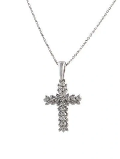 Pre-owned Pendant 14k Diamond Cross  Necklace, 18" In Multi