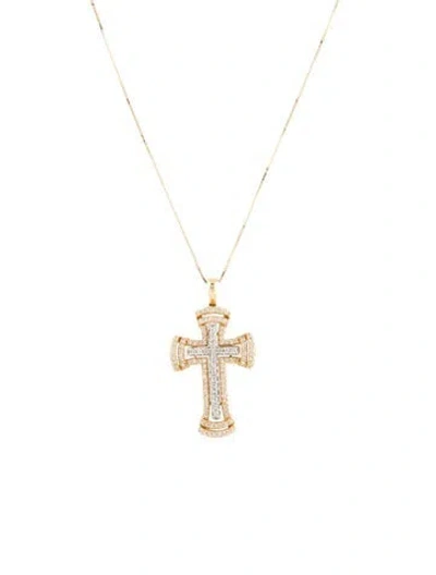 Pre-owned Pendant 14k Diamond Cross  Necklace, 18" In Multi