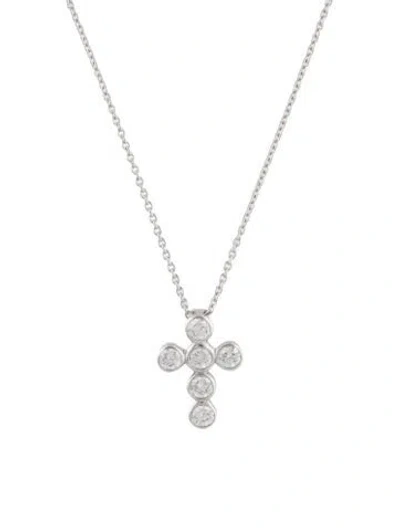Pre-owned Pendant 14k Diamond Cross  Necklace, 18" In Multi