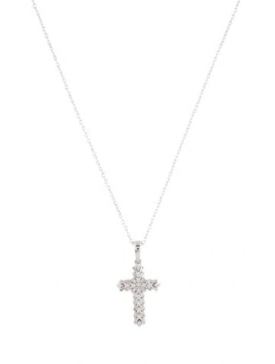 Pre-owned Pendant 14k Diamond Cross  Necklace, 18" In Multi