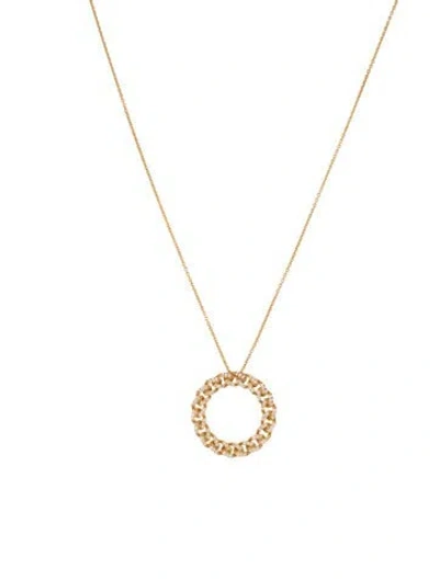Pre-owned Pendant 14k Diamond Curb Link Circle  Necklace, 18" In Multi