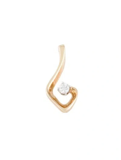 Pre-owned Pendant 14k Diamond Curve  In Multi