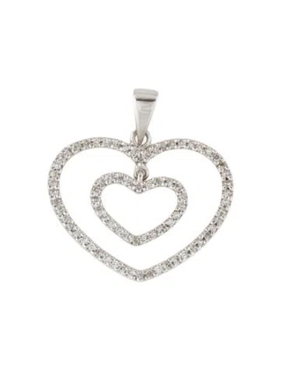 Pre-owned Pendant 14k Diamond Double Heart , 0.75" In Multi