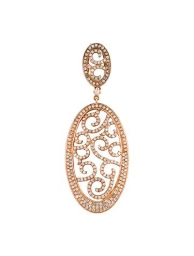 Pre-owned Pendant 14k Diamond Double Oval  In Multi