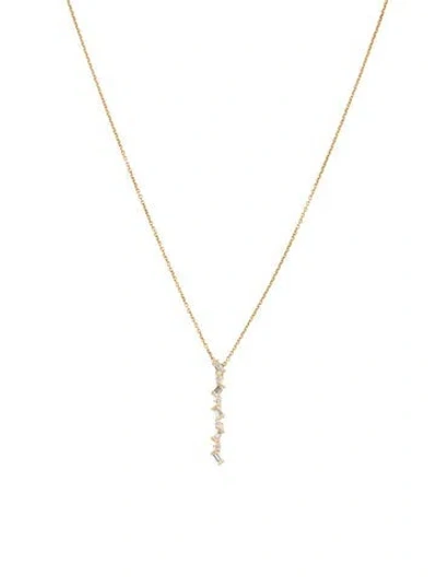 Pre-owned Pendant 14k Diamond Drop  Necklace, 18" In Multi