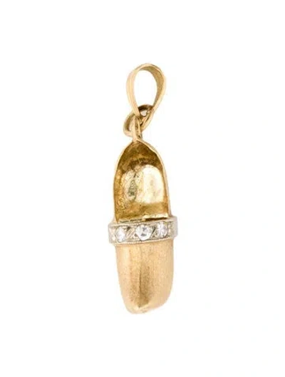 Pre-owned Pendant 14k Diamond Dutch Clog Shoe , 1.25" In Multi
