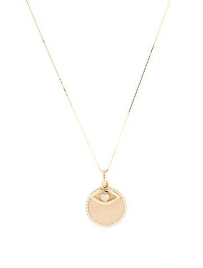 Pre-owned Pendant 14k Diamond Evil Eye  Necklace, 18" In Multi