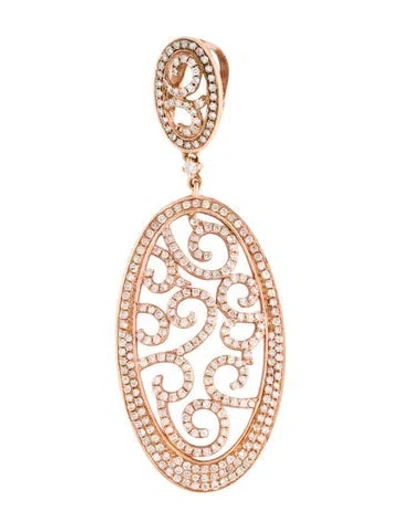 Pre-owned Pendant 14k Diamond Filigree Oval  In Multi
