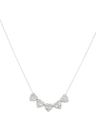 Pre-owned Pendant 14k Diamond Five Hearts  Necklace, 16" In Multi
